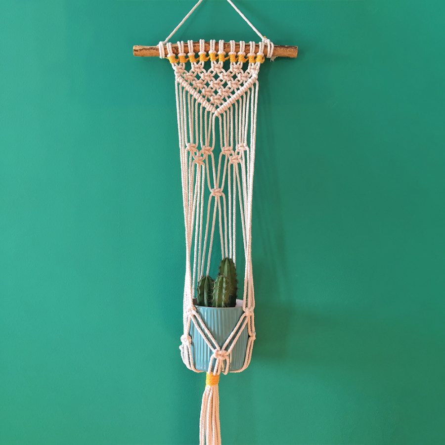 Macetero pared blanco detalles amarillo B detalles